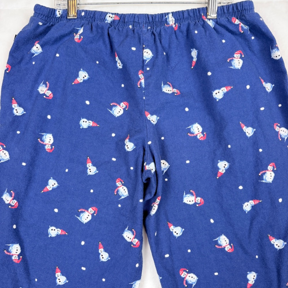 Joe‎ Boxer Women's Large Snowman Christmas Pajama Pants Blue Cotton Flannel